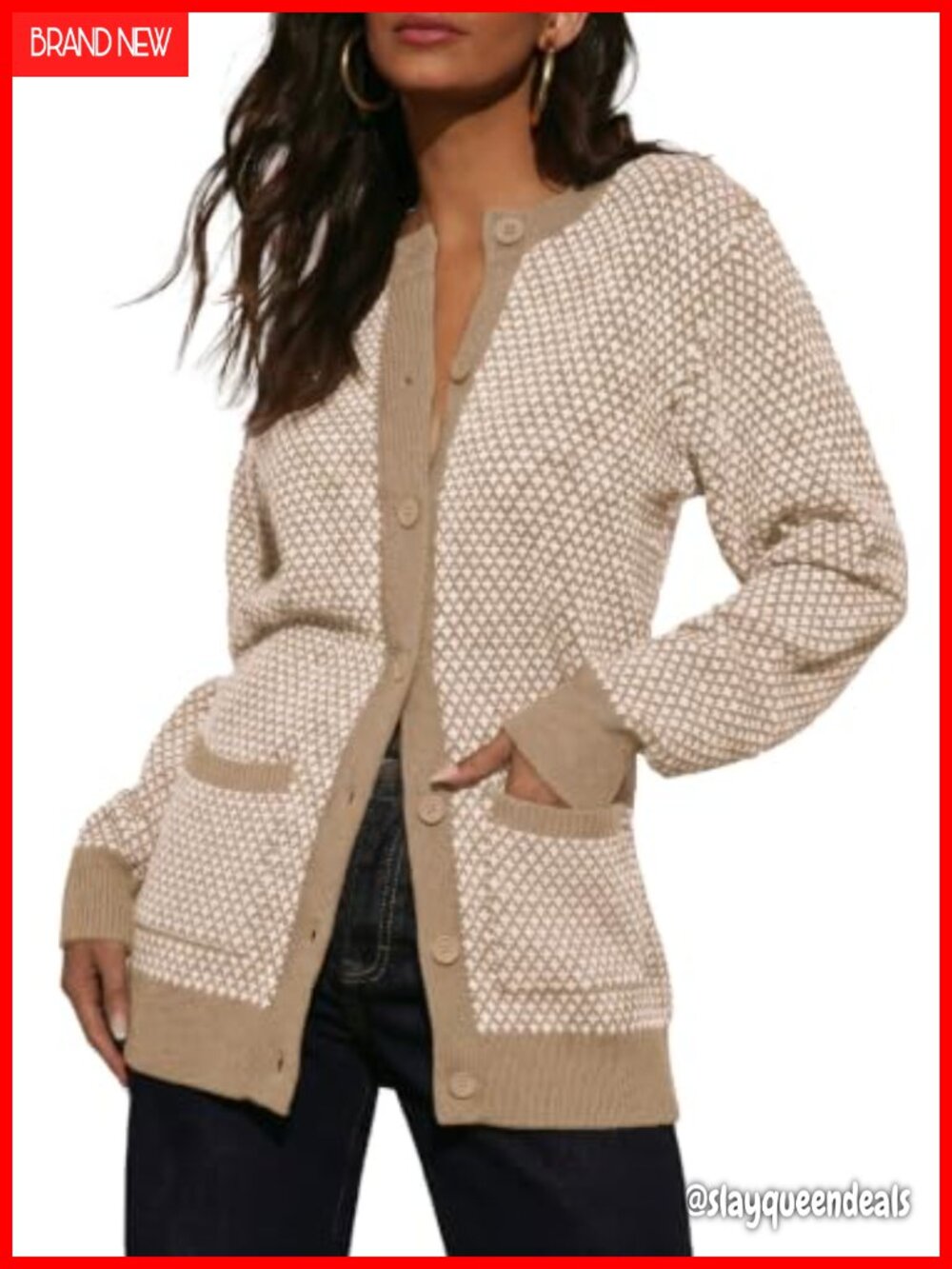 Chunky Knit Button Down Cardigan Sweater with Pockets